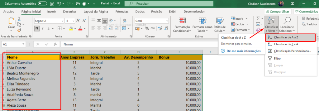 Como Colocar Em Ordem Alfab Tica No Excel Ninja Do Excel