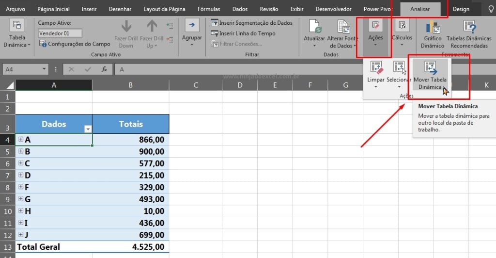 Como Mover Tabela Din Mica Para Outra Aba No Excel Ninja Do Excel
