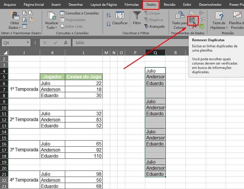 Função SOMASE no Excel, remover duplicatas