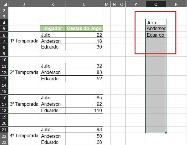 Função SOMASE no Excel, resultado da ferramenta remover duplicatas
