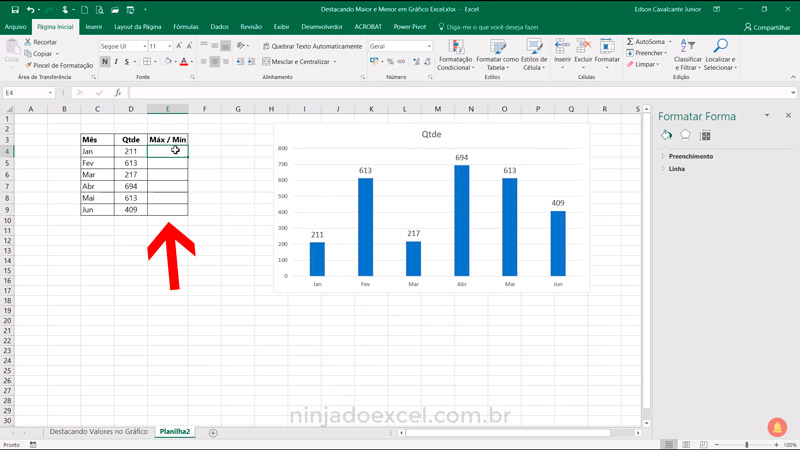 Como Mostrar Coluna Máximo e Mínimo no Excel