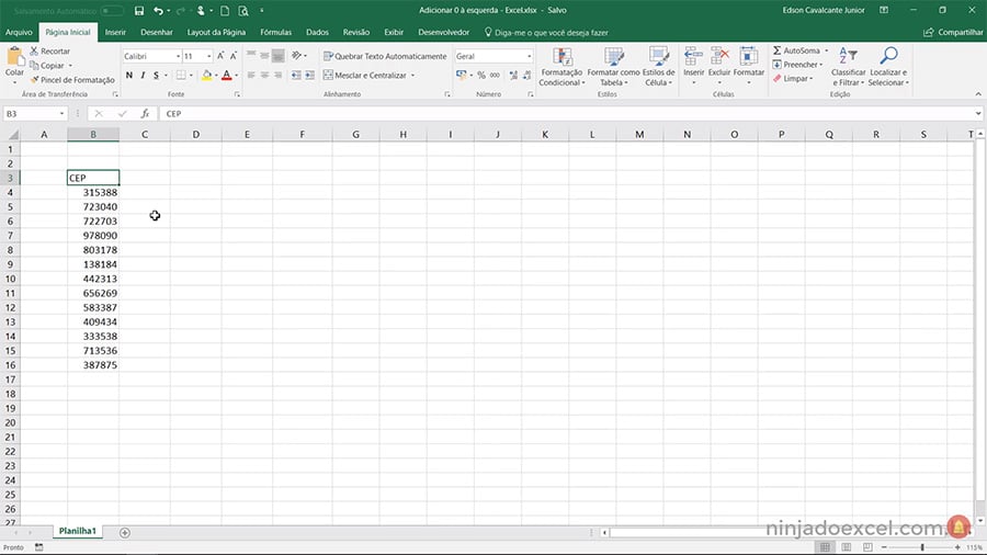 Como inserir Zero à Esquerda no Excel