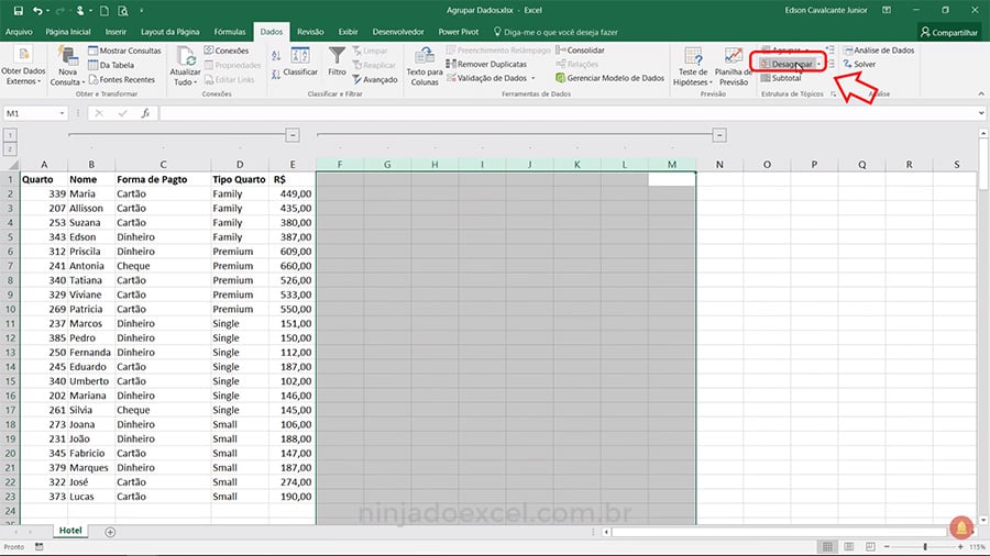 Como Agrupar Dados no Excel - Estrutura de Tópicos