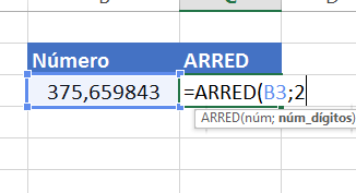 função ARRED no Excel