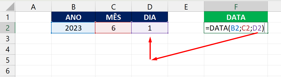 função HOJE Excel, dia