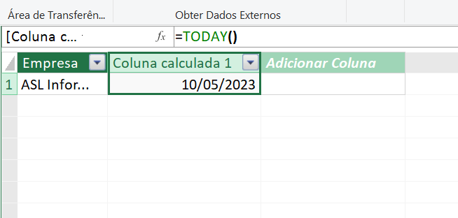 função HOJE Excel, resultado das datas