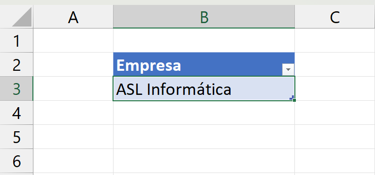 função HOJE Excel, tabela
