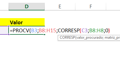 Fechando parêntese em PROCV com CORRESP no Excel