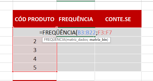 Matriz_bin da Função FREQUÊNCIA no Excel