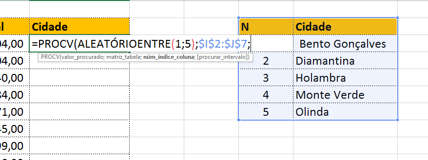 Matriz_tabela em textos aleatórios no Excel