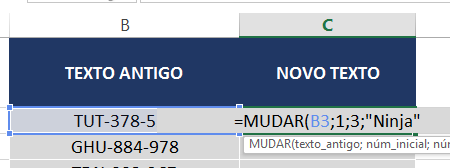Ninja da função MUDAR no Excel