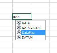 Chamando datafixa para fixar Data Hoje no Excel