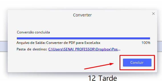 Concluindo para Converter de PDF para Excel