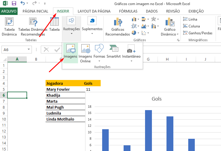 Guia inserir imagem para Gráfico com imagem no Excel