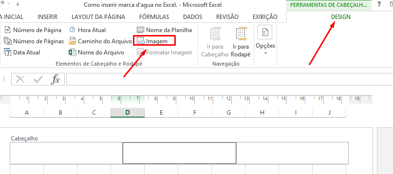 Guia Desing para inserir marca d'agua no Excel