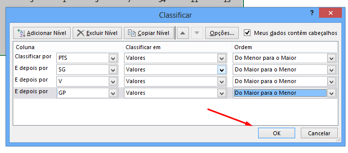 Criar classificação do campeonato no Excel. Fácil fácil - Ninja do