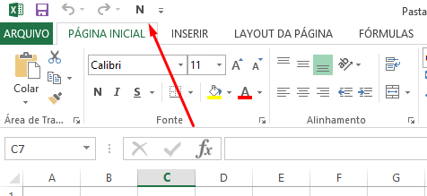 Botão negrito na Barra de Acesso Rápido no Excel