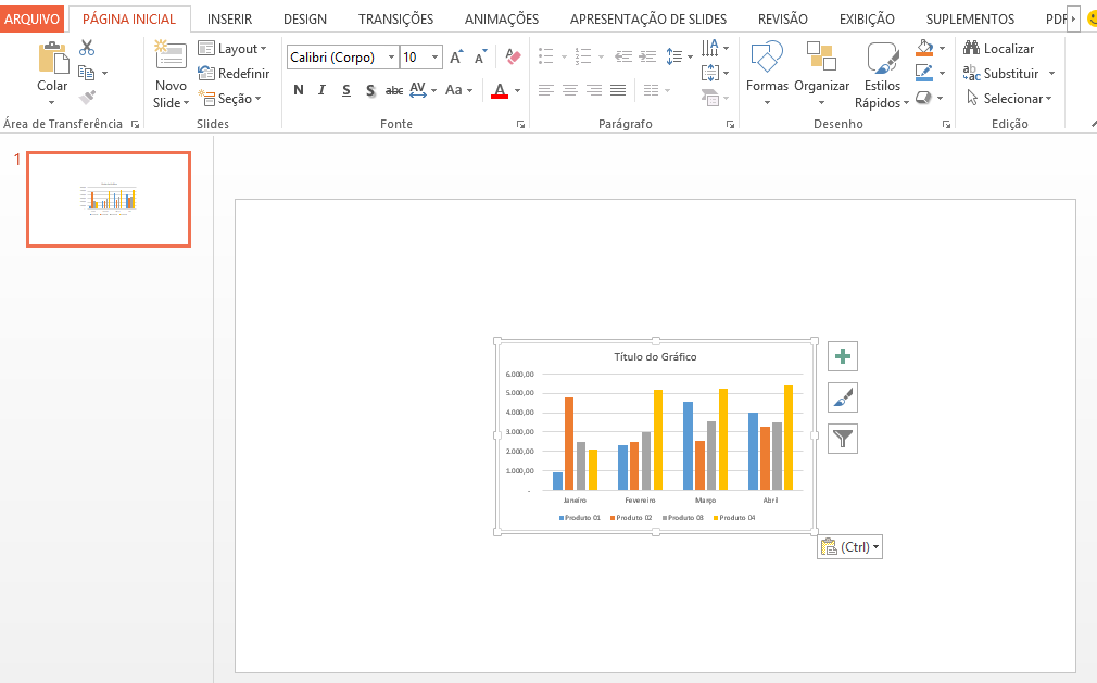 Criando Gráfico do Excel no PowerPoint