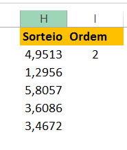 Primeiro número ordenado para Sorteio sem repetição no Excel