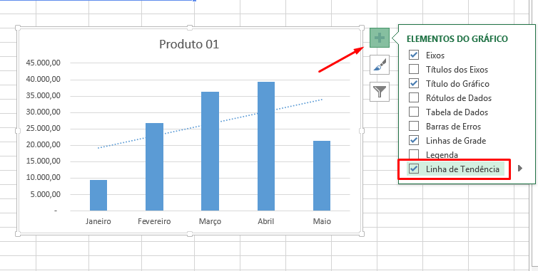 Inserindo linha de tendência no Excel