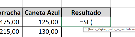 Abrindo segunda funções SE E e OU no Excel