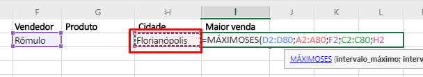 Quinto agumento de Funções MÁXIMOSES e MÍNIMOSES no Excel máximo