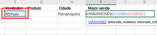 Terceiro agumento de Funções MÁXIMOSES e MÍNIMOSES no Excel máximo