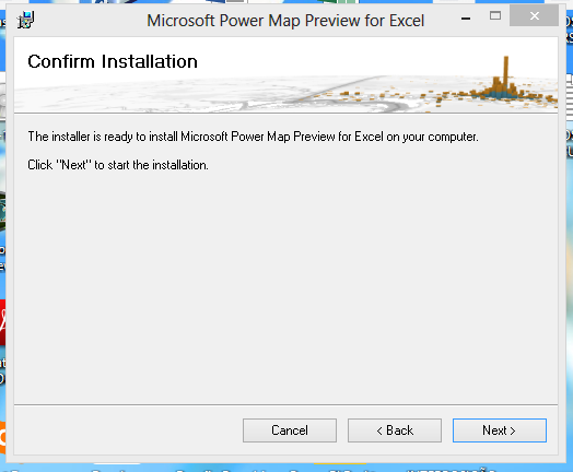 confirmando para instalar o gráfico de mapa no Excel