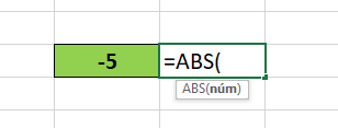 Abrindo Função ABS no Excel