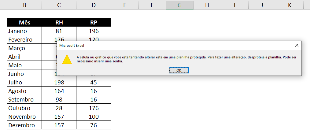 Erro para PROTEGER Células Específicas no Excel