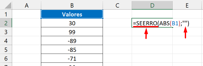 Função ABS no Excel, abs e seerro