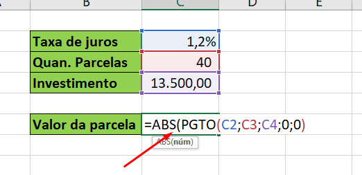 Usando a Função ABS no Excel