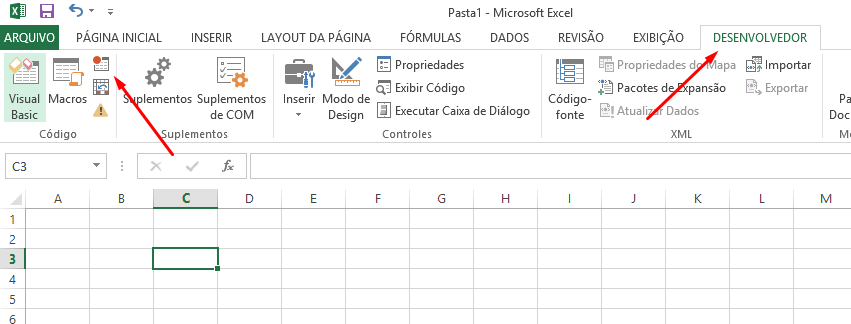 Botão gravar macro no Excel