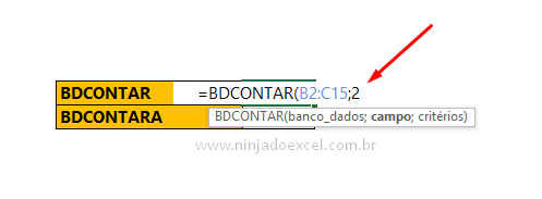 Campo de dados de BDCONTAR para saber a Diferença entre BDCONTAR & BDCONTARA