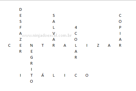 Cruzando as palavras para um Jogo de Palavras Cruzadas no Excel