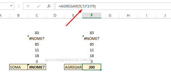 Erro do Excel para Função Agregar no Excel