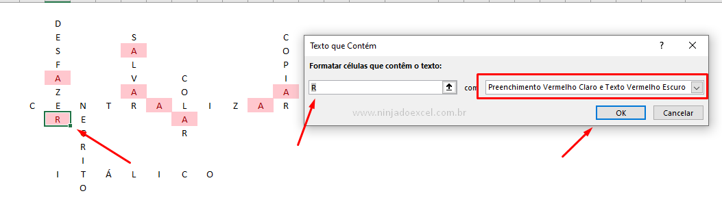 Mais uma palavra formatada para Palavras Cruzadas no Excel