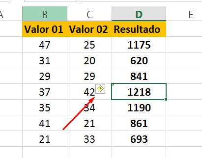 fórmula inconsistente no Excel