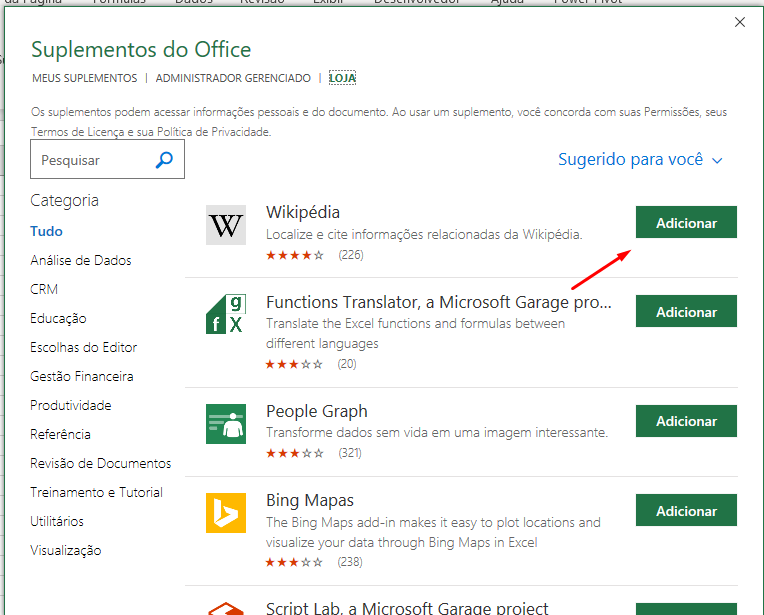 Adicionando Suplementos no Excel