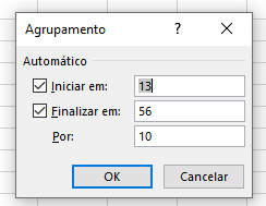 agrupar dados excel por idada faixa etária