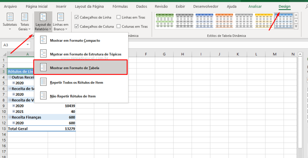 Op Es De Layout Da Tabela Din Mica No Excel Ninja Do Excel