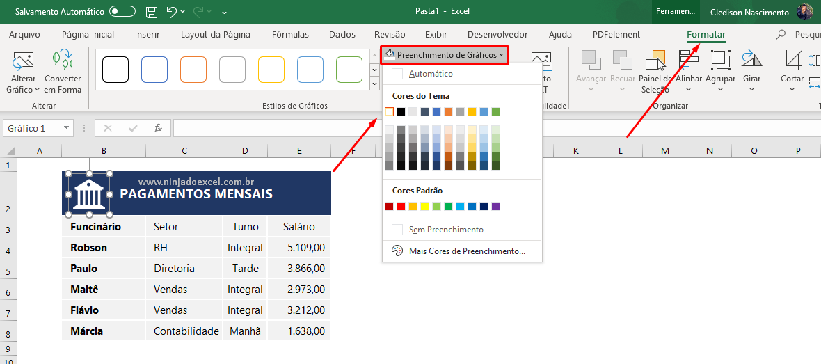 Formatação de ícones no Excel