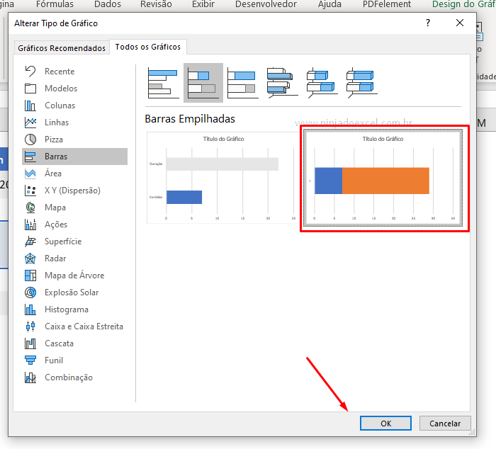 Modificando o gráfico de barra de progresso no Excel