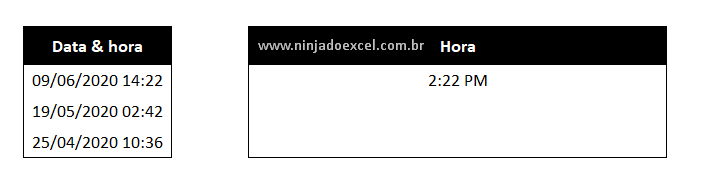 Primeiro resultado de Extrair hora no Excel