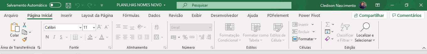 Botões desativados para cadeado no Excel