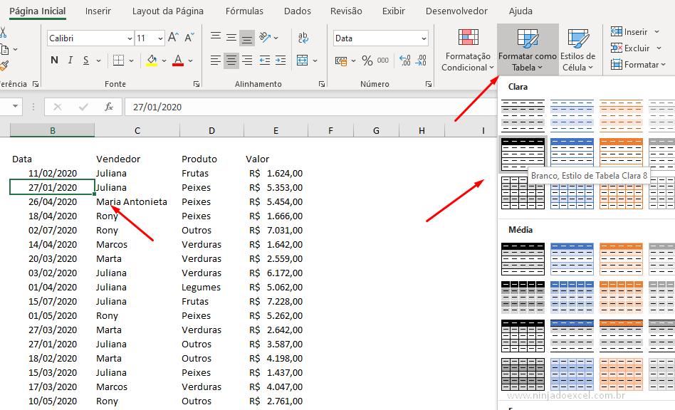 Formatando como tabela para Tabela Dinâmica com Power Query no Excel