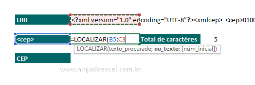 Função localizar na função SERVIÇOWEB no Excel