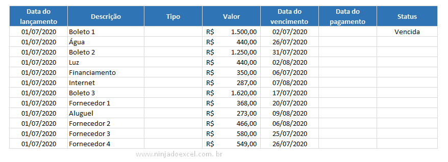 Controle De Contas A Pagar E Receber No Excel Ninja Do Excel