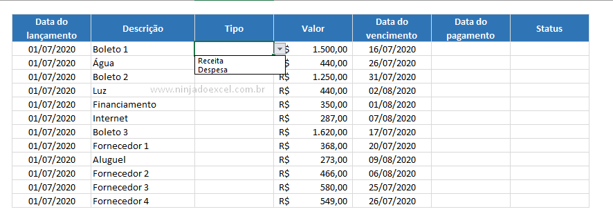 Controle De Contas A Pagar E Receber No Excel Ninja Do Excel 0754