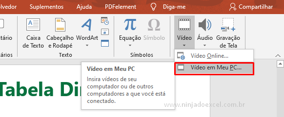 Vídeo no PowerPoint do PC